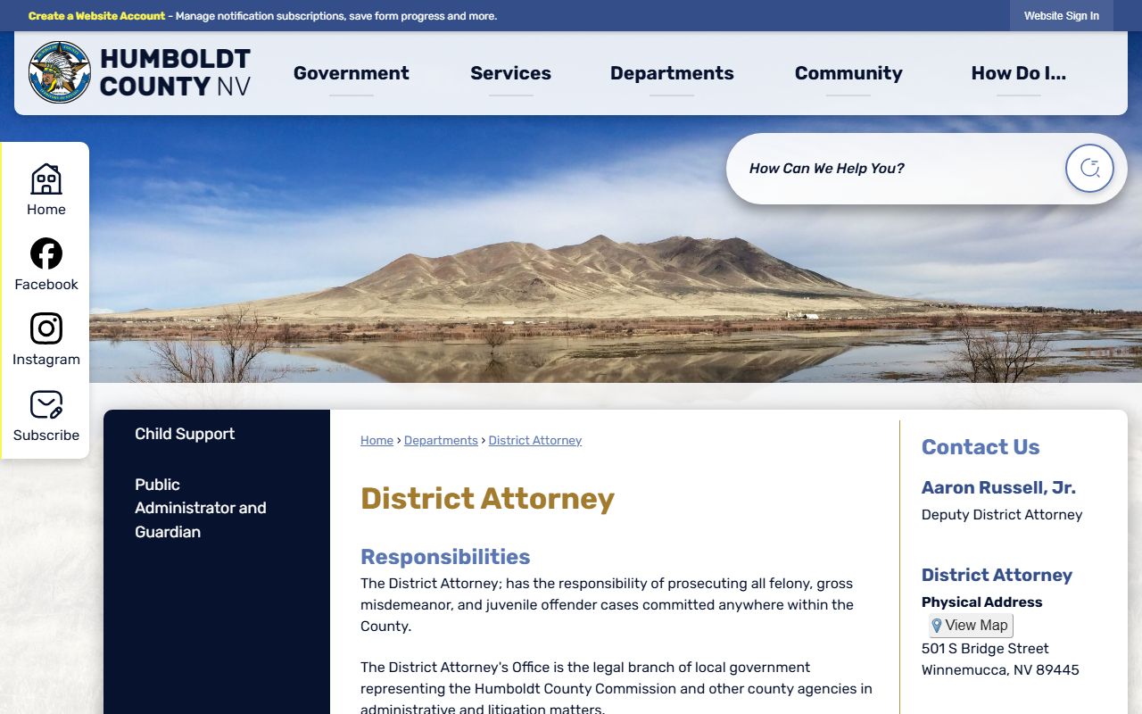 Humboldt County District Attorney page for prosecutor review after arrest
